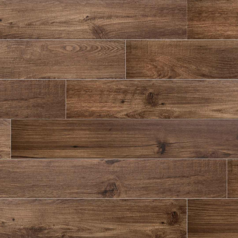 Pike 6" x 48" SPC Vinyl Wood Look Floor, Pecan