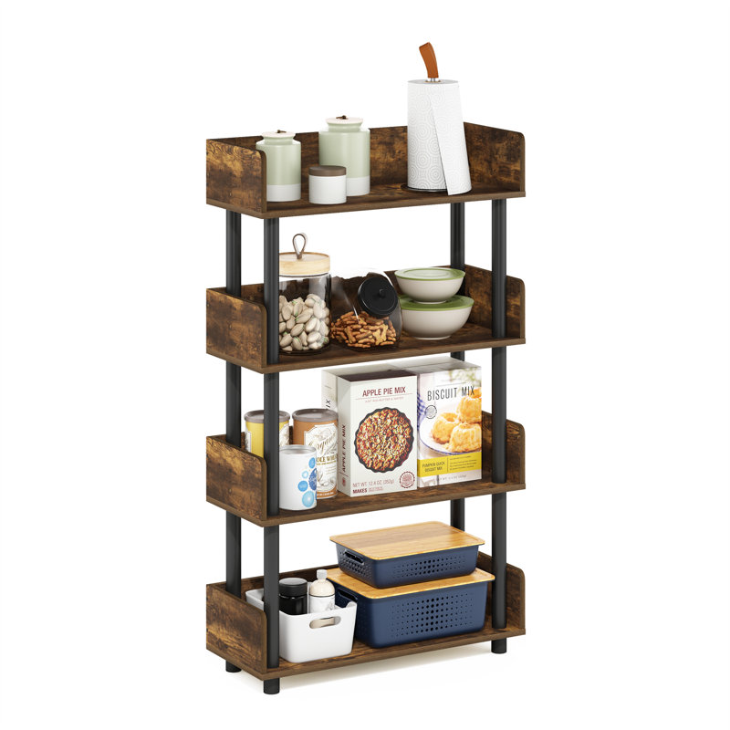 Kishor Plastic Shelving Unit, Amber Pine/Black