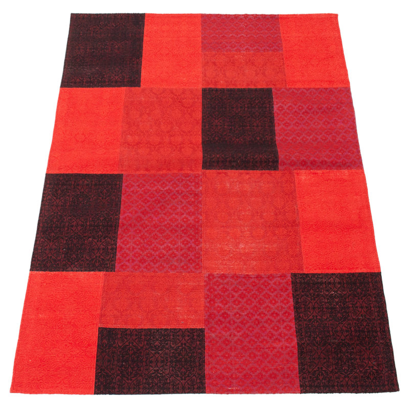 Tapis de zone rouge touffeté à la main collage Shane