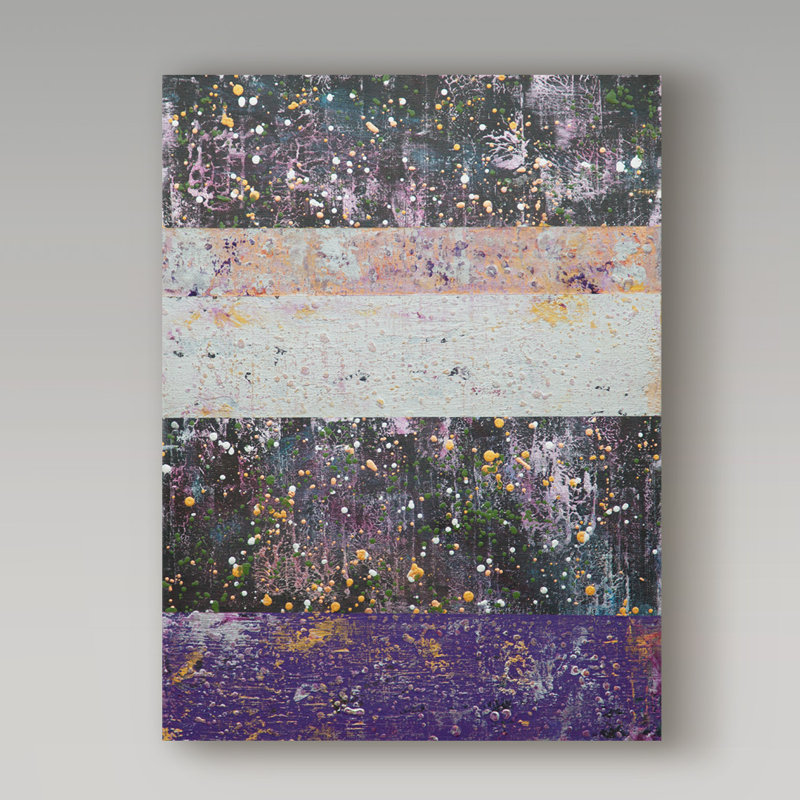 « elements mauves », reproduction de peinture à l’acrylique sur toile tendue, H 47 po x l 35 po x P 2 po