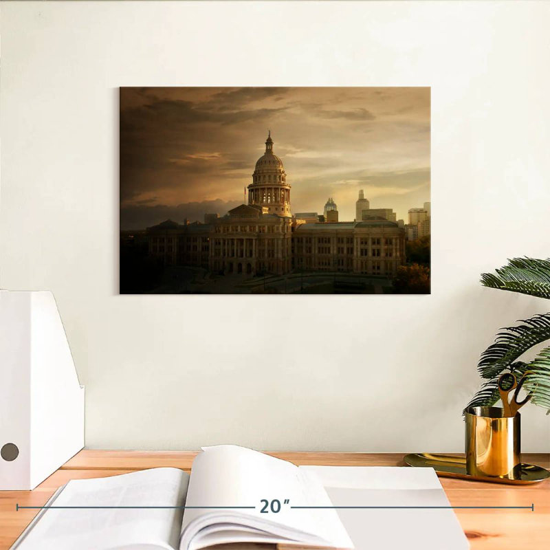 Coucher de soleil au Texas State Capitol, H 8 po x l 12 po