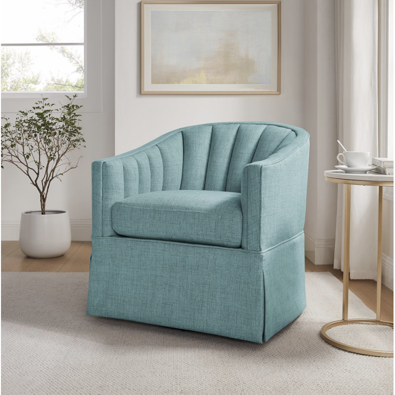 Milnor Sanibel Skirted Swivel Accent Chair, Blue