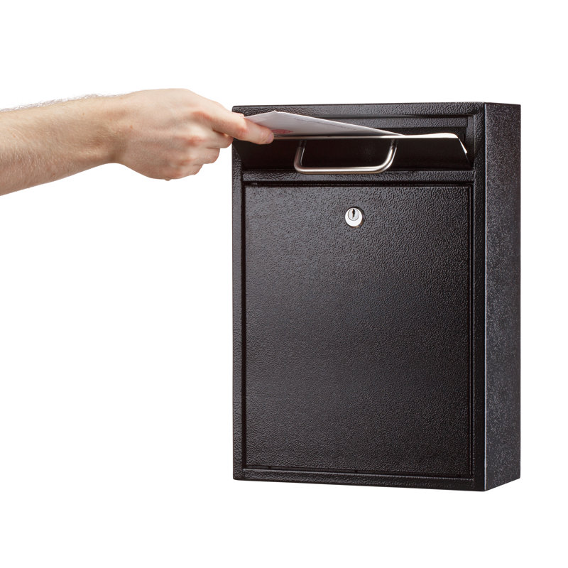 Black Heavy Gauge Steel Wall Mounted Lockable Collection Box