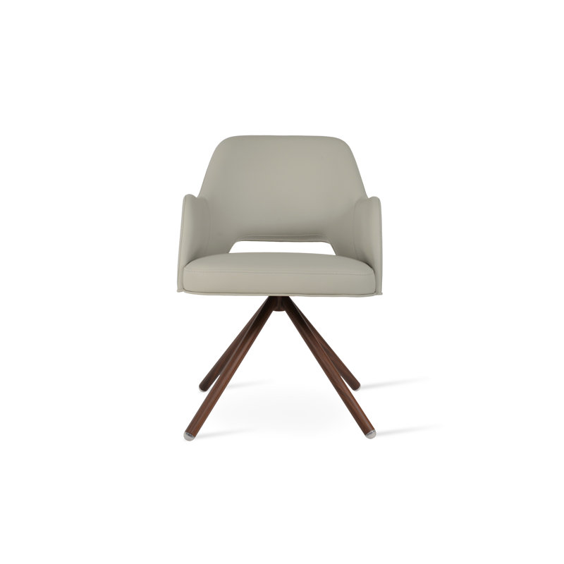 Fauteuil pivotant Marash Stick, Noyer, Gris clair