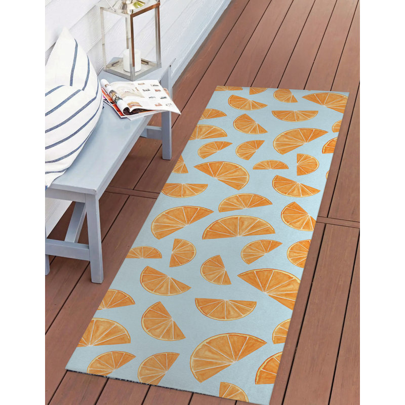 Summer Oranges Outdoor Rug, Runner 2'6" x 8'