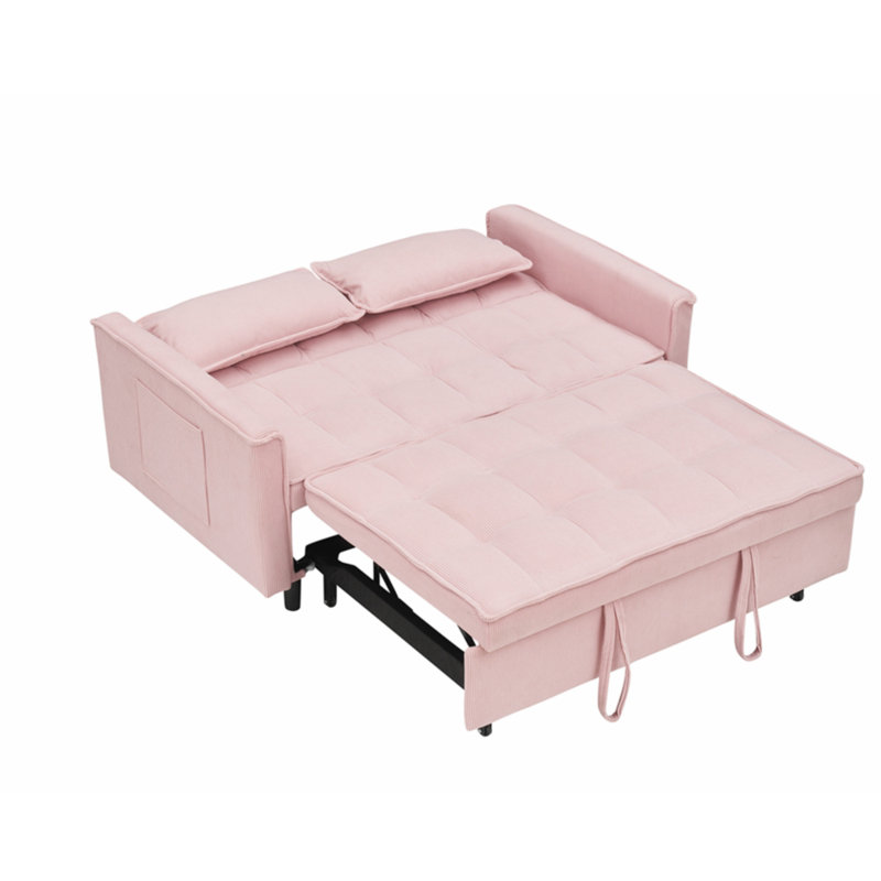 3 in 1 Convertible Sleeper Sofa Bed, Modern Pull Out Couch Bed, Adjustable Backrest, Loveseat Futon Sofa with Pillows & Pockets for Living Room Apartment