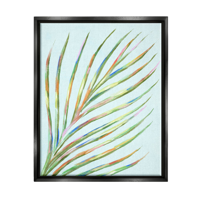 «Vivid Palm Leaf Botanical», encadrée par Floater, H 21 po x l 17 po x P 1,7 po, Cadre flottant noir de jais