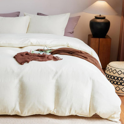 Muslin Duvet Cover Set,100% Washed Cotton Duvet Cover For All Seasons
