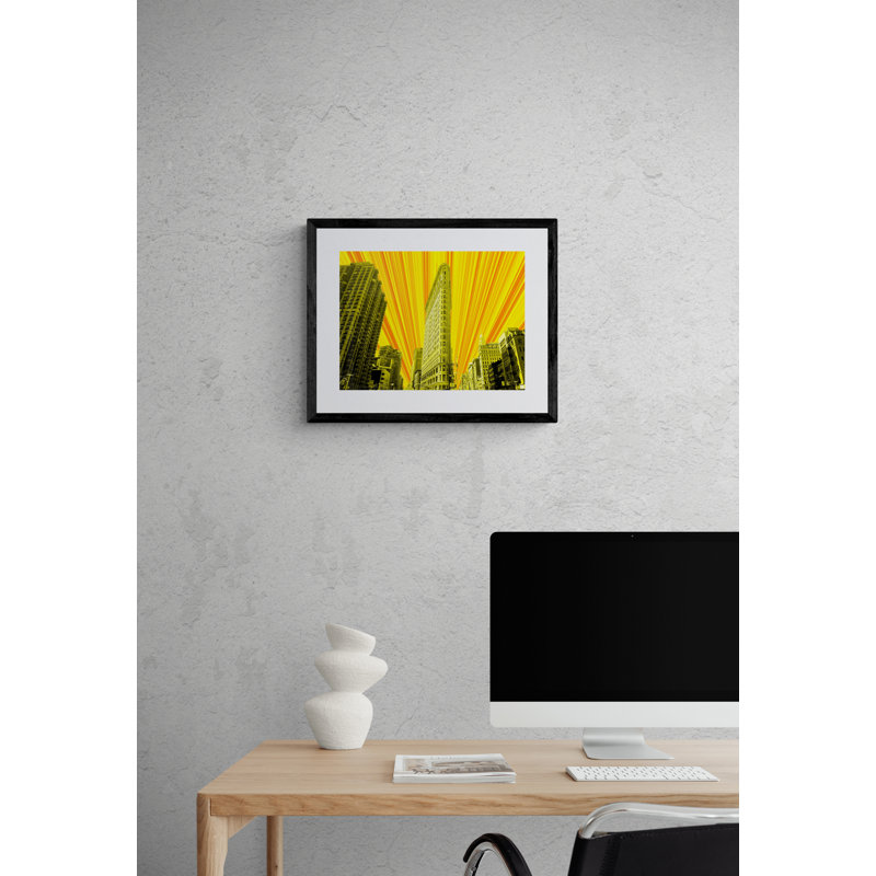 Flatiron Building NYC Print by Batya Kuncman, Yellow/Gray, 16" H x 20" W