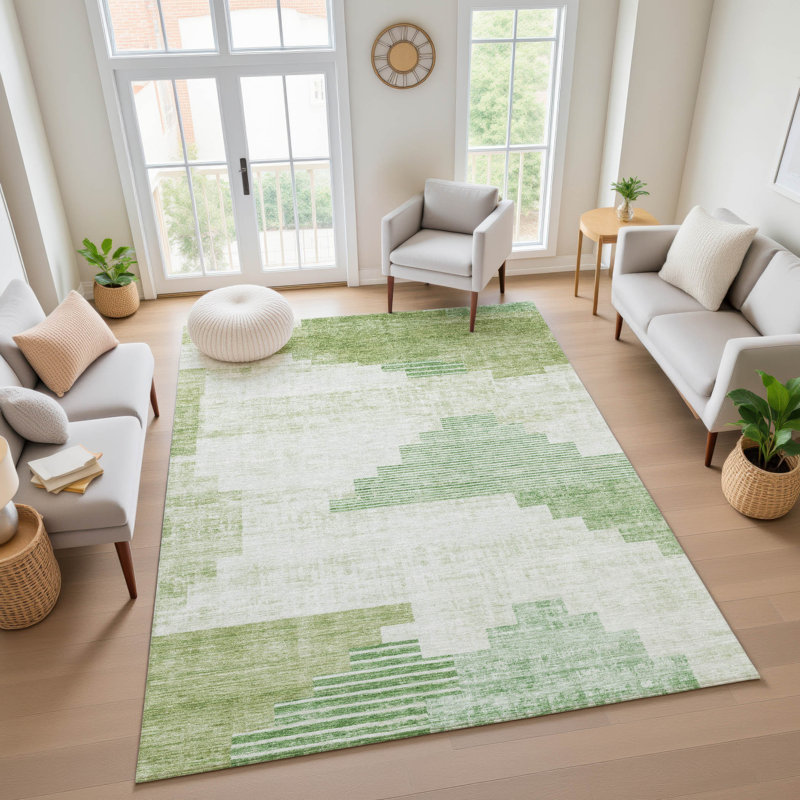 Premium Machine Washable Ashington AMF1829 Geometric Rug, Rectangle 3' x 5'