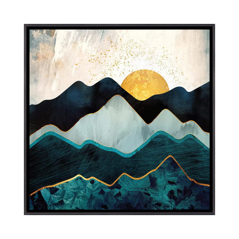 Glacial Hills - impression d'art graphique, 26" H x 26" W x 1.5'' D, Distressed Black Framed Canvas, Aucun mat