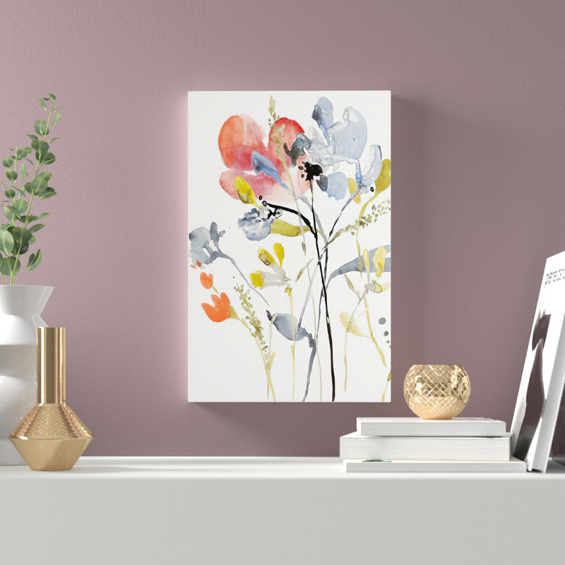 Flower Overlay I 1 Piece Painting, 46cm H x 30cm W, Wrapped Canvas