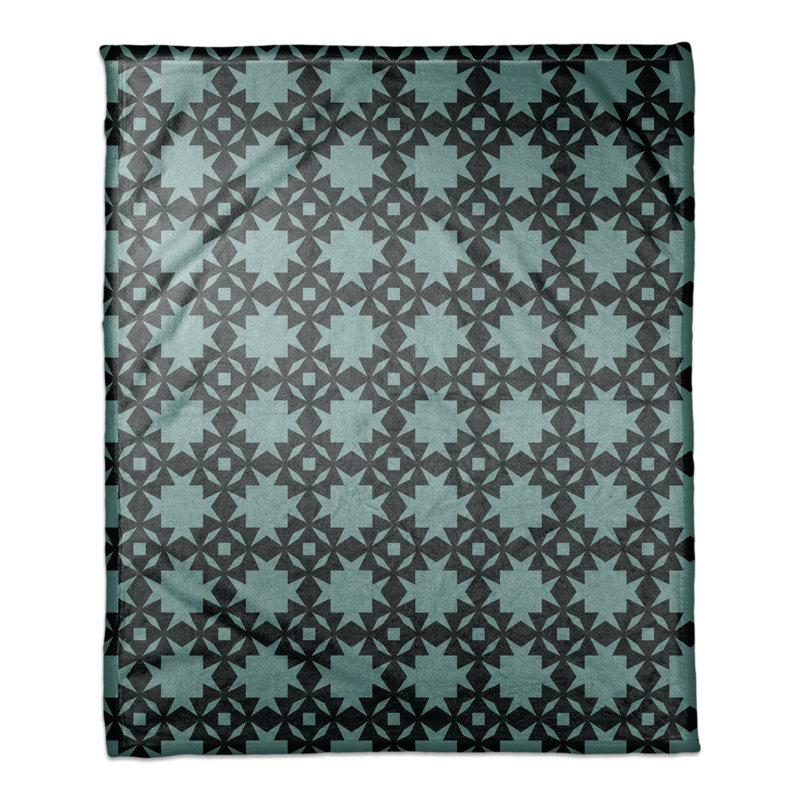 Hand Woven Throw Blanket, Black/Blue