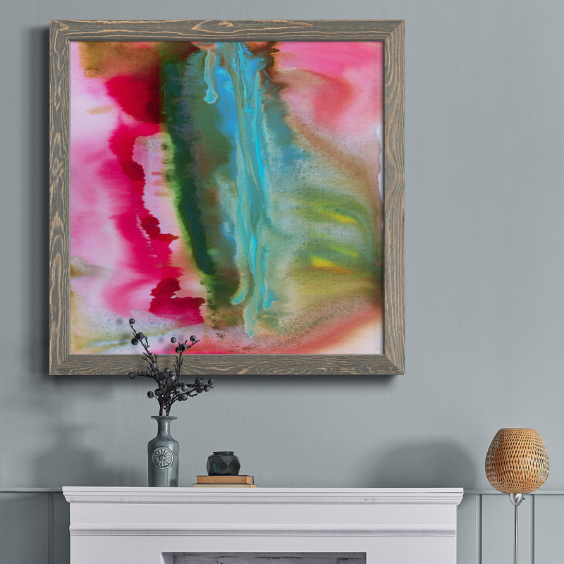 Summer Romance II - Peinture sur toile encadrée, H 27,5 po x l 27,5 po x P 1,5 po, Encadré gris