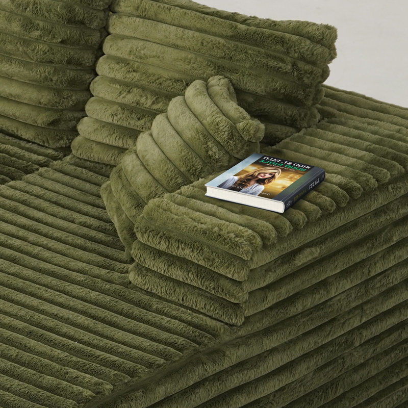 Canapé modulaire avec coussins 2 pièces sans assemblage Boneless Thaxted, Velours côtelé vert