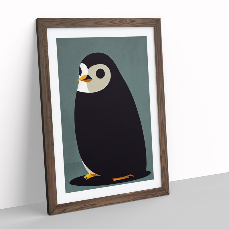XC1022-3680X Pretty Penguin - Print on Canvas, 46cm H x 34cm W x 3cm D, Walnut Framed