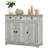 Gray Storage Sideboard - Modern Cabinet With 3 Drawers, Adjustable Shelf, And Doors For Organized Kitchen Doors, Shelves