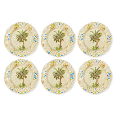 6-Piece Ikat Palm 9" Melamine Plate