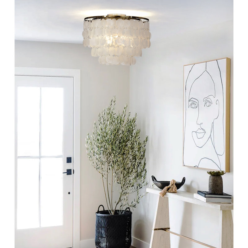 Royersford 3-Light Elegant Tiered Shell Flush Mount Ceiling Light for Bedroom