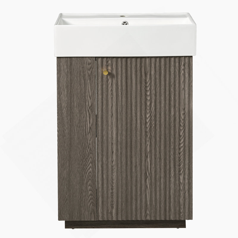 Meuble-lavabo avec lavabo en céramique, meuble-lavabo autoportant pour petites salles de bain
