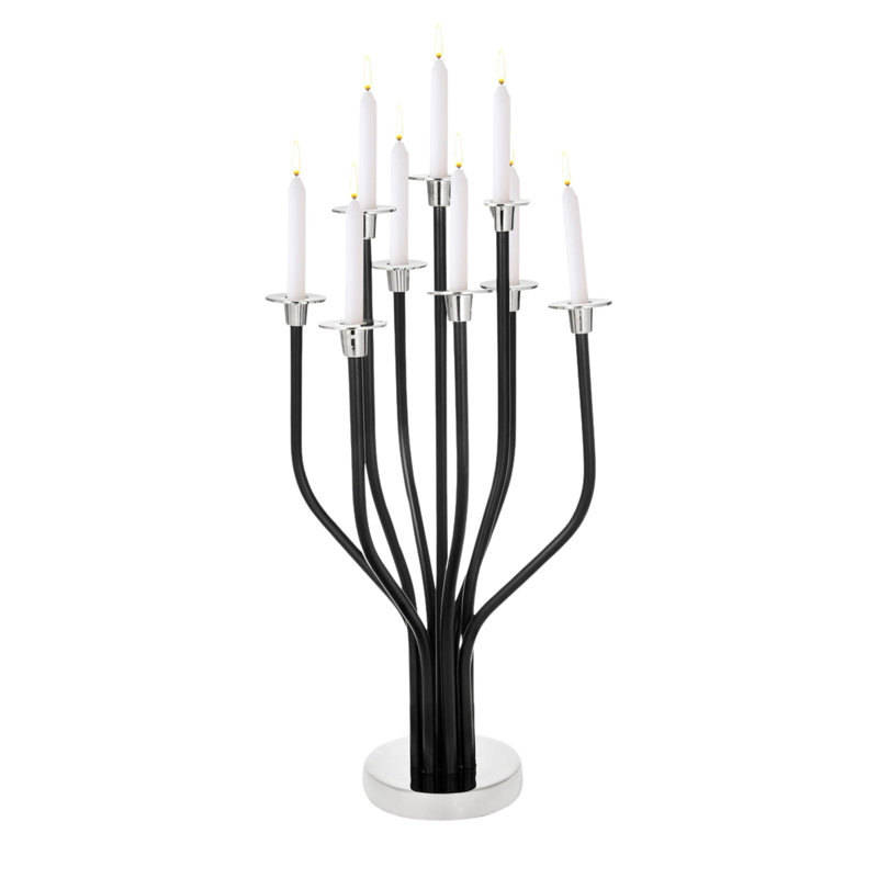 Radiant Tree Stainless Steel Tabletop Candelabra, 60" H x 22.5" W x 22.5" D, Black/Silver