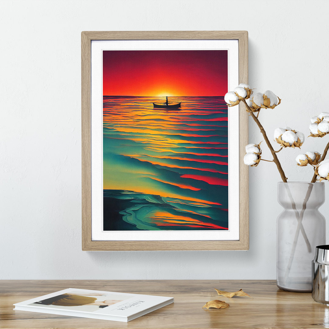 Boat and the Ocean Sunset - Wall Art
