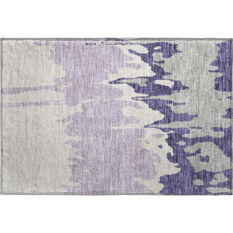Premium Machine Washable Prisco Purple Rug, Rectangle 1'8" x 2'6"