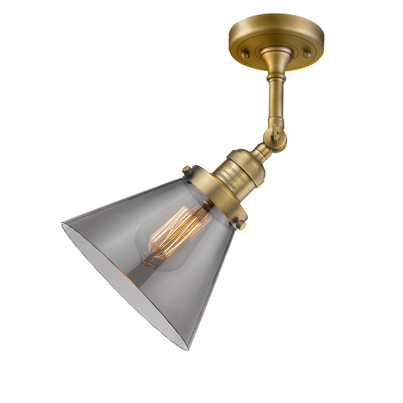 Applique murale avec bras à 1 lumière à intensité variable Parkstone, H 10 po x l 8 po x P 9 po, Fumée, Laiton brossé