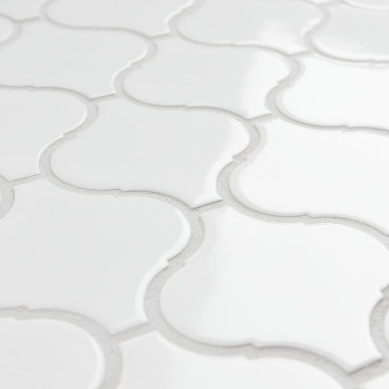 Metro Lantern Glossy White 9-1/2 in. x 10-3/4 in. Porcelain Mosaic Floor and Wall Tile