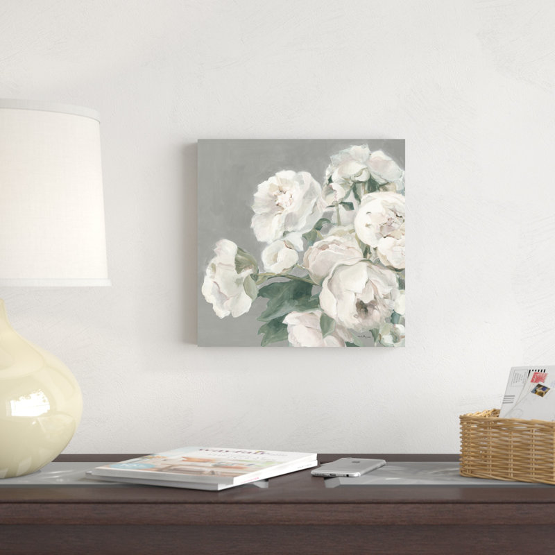 " Peonies On Gray ", 12" H x 12" W