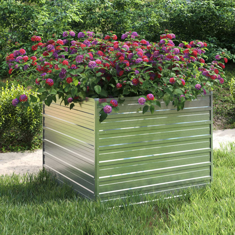 Alezander Metal Raised Flower Bed, 77cm H x 100cm W x 100cm D