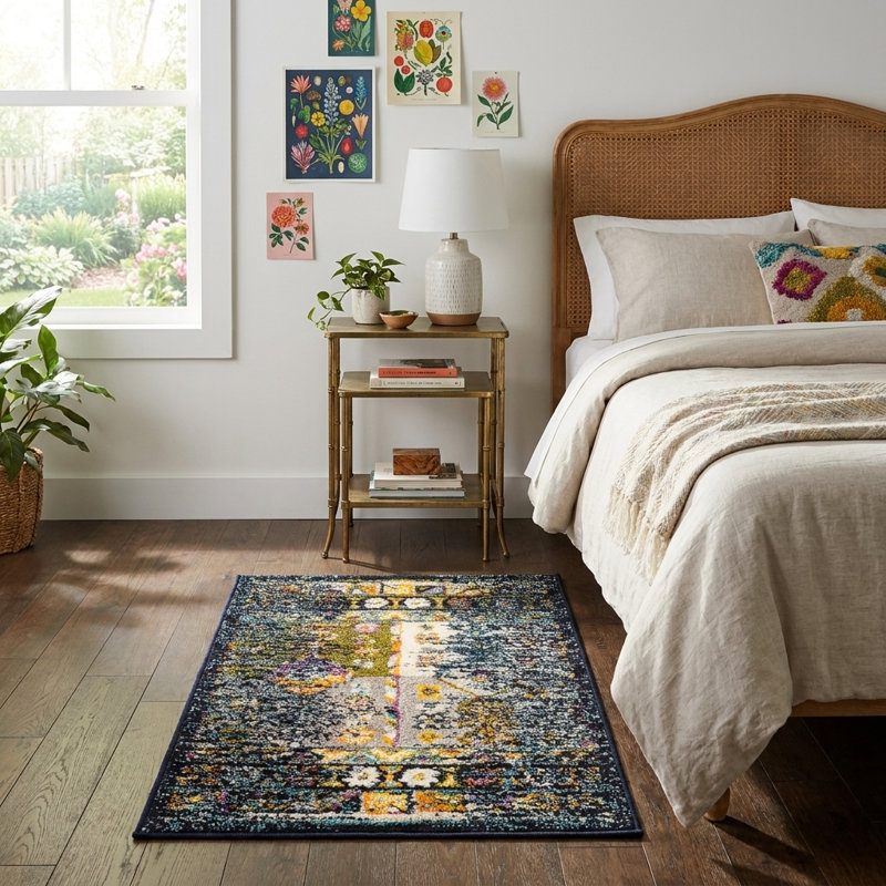 Tapis abstrait Galyean, Navy, Rectangle 2 pi x 3 pi 1 po
