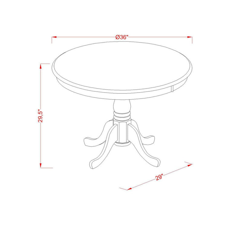 5 Piece Dining Set for 4 Includes a Round Kitchen Table with Pedestal and 4 Faux Leather Dining Room Chairs, Mahogany