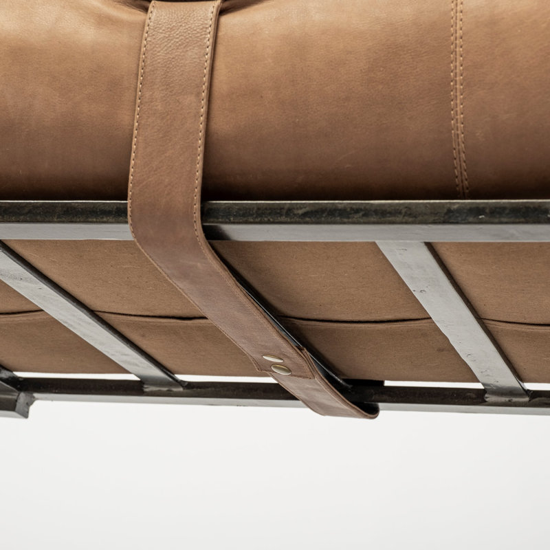Magnolia Upholstered Bench, Caramel Genuine Leather