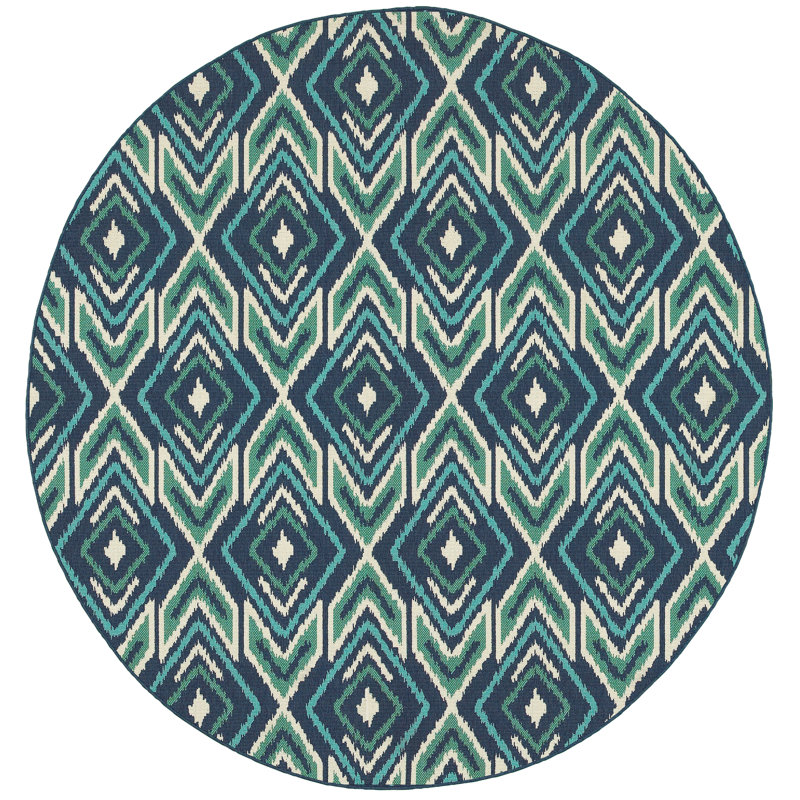 Jacobo Geometric Indoor / Outdoor Rug, Round 7'10"