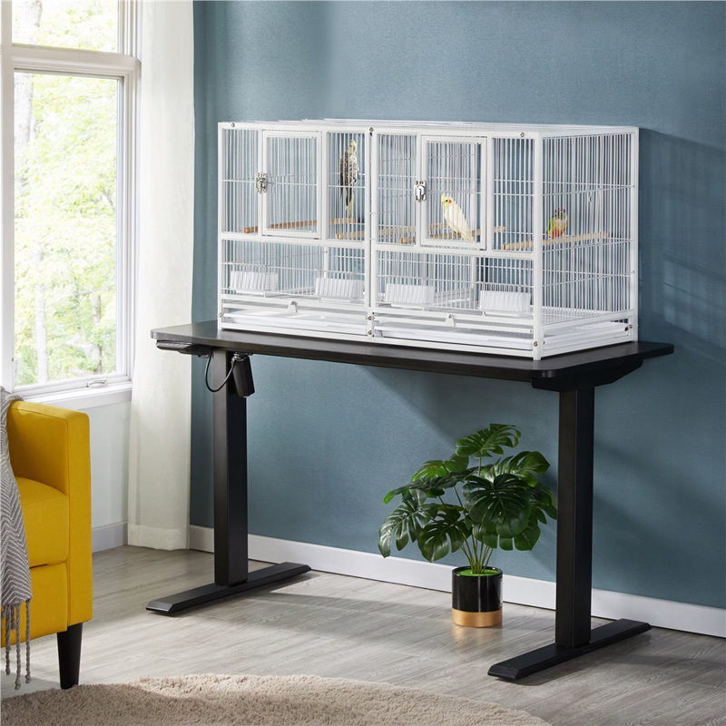 52.5cm Iron Flat Top Breeder Bird Cage with Perch, White