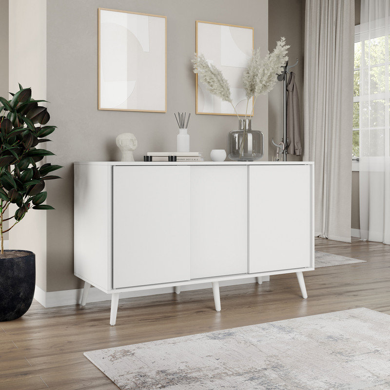 Rectangle Accent Cabinet, White/White Wood