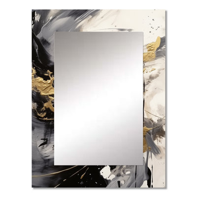 Gold and Grey Fluid Fusion IV - Abstract Wall Mirror, Modern Decorative Mirror, Printed Metal Art