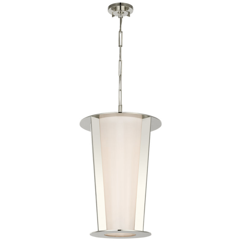 Barbara Barry Phinn 18" Lantern with White Glass, Polished Nickel