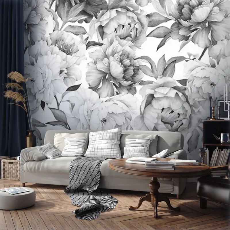 Charcoal Bloom Elegance, 108" L x 96" W