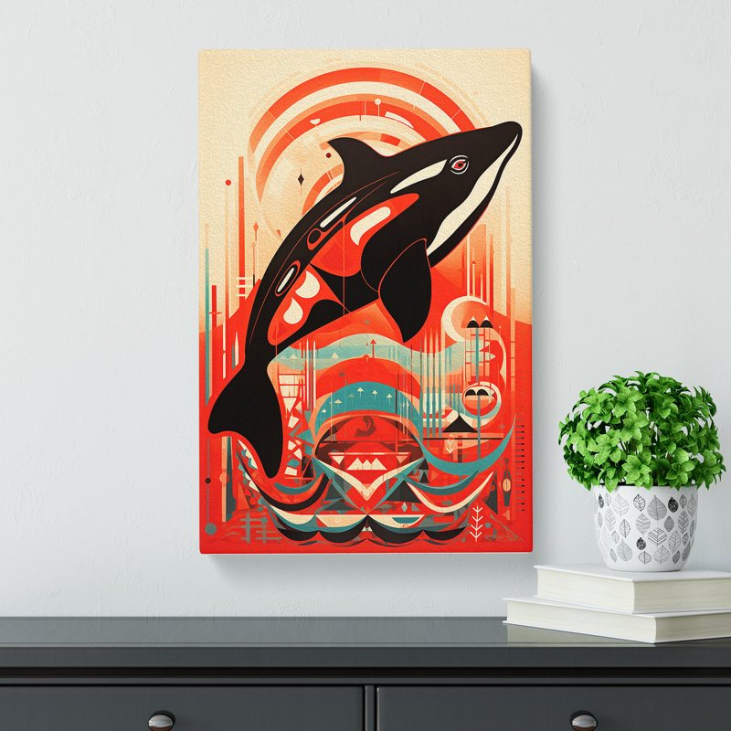 Orca Whale Constructivism - Wrapped Canvas, 76cm H x 50cm W x 3cm D