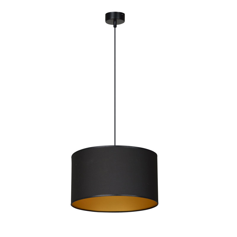 Pascua 1 - Light Black Drum Pendant, Gold