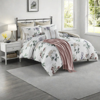 Ensemble d'édredon en polyester luxueux 7 pièces luxueux avec motif de maison de campagne, parfait pour un très grand lit / très grand lit californien