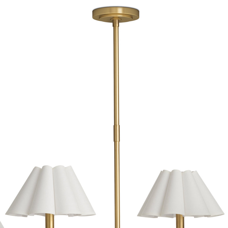 Polly 6-Light Chandelier, Natural Brass, White