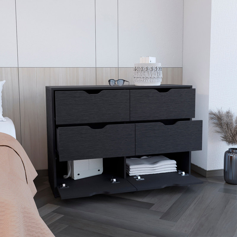 Commode H 30 po, commode avec 2 armoires inférieures, commode, noir, Noir