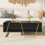 Table basse moderne et ultrabrillante rectangulaire pour le salon avec rangement et base dorée, 4 tiroirs, noir, 47,2 po