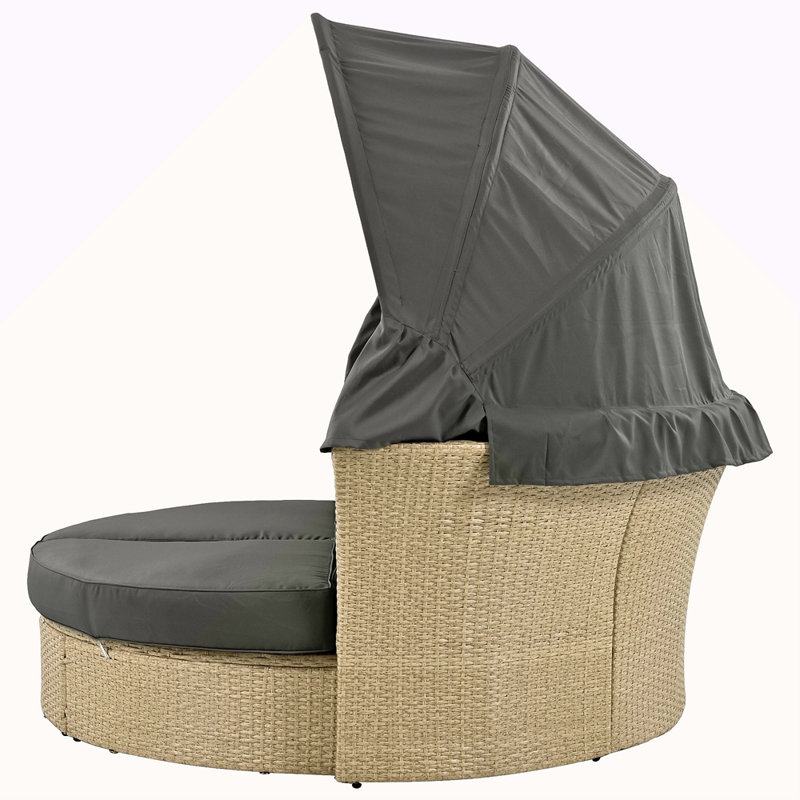 Ensemble de mobilier d'extérieur pour lit de jour en rotin et osier avec canapé escamotable et 4 coussins