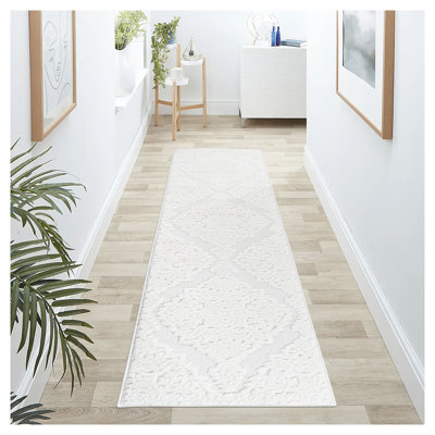 Tapis de couloir intérieur crème à motif médaillon Step-High de Step Step
