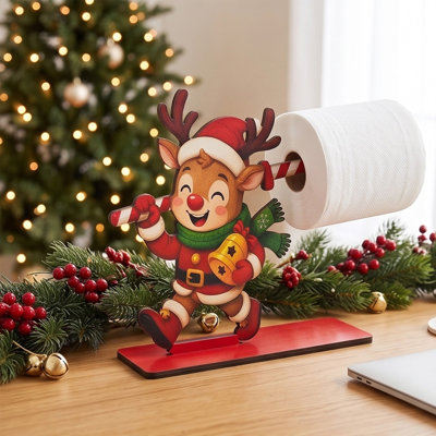 Ensemble de serviettes de Noël en bois avec Père Noël, bonhomme de neige et renne, à poser sur la table de la cuisine ou de la salle à manger pour les fêtes de fin d'année et pour décorer la maison ou Thanksgiving.