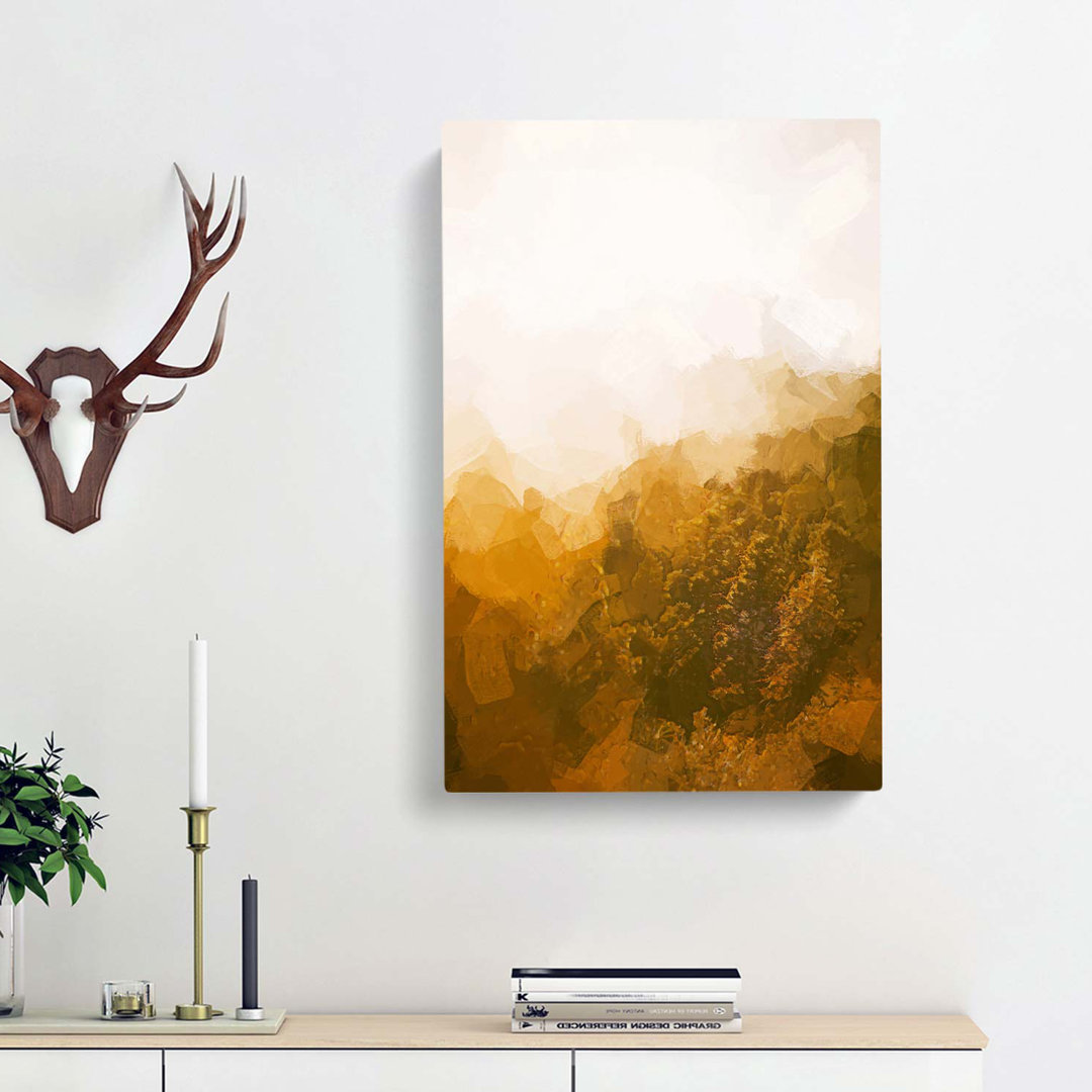 Golden Sun over the Forest in Abstract - Wrapped Canvas